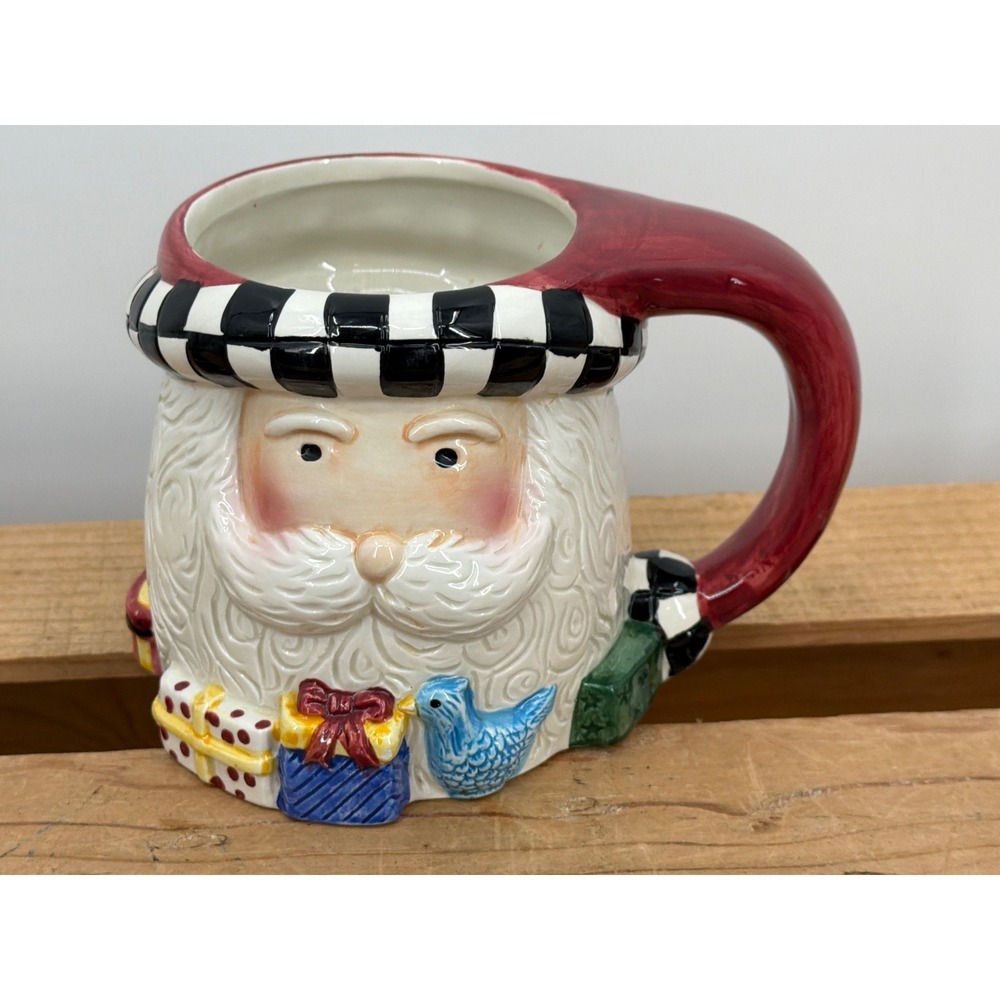 Sakura Debbie Mumm Santa Claus Christmas Mug Hand Painted Ceramic Figural Gift